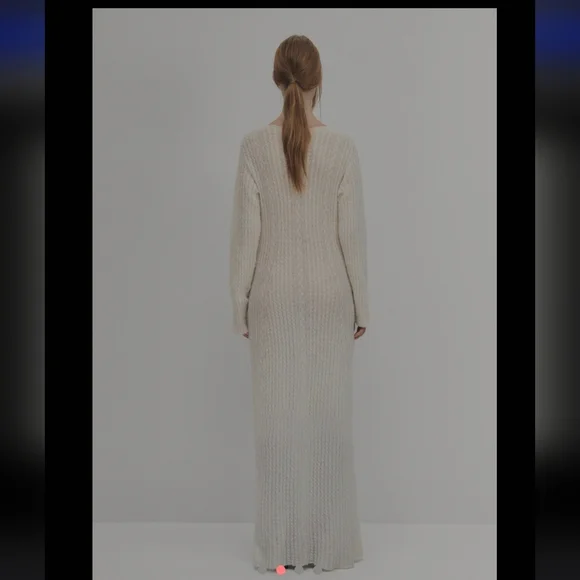 Alohas Triza Cream Knit Lace-Up Maxi Sweater Dress - Picture 4 of 15